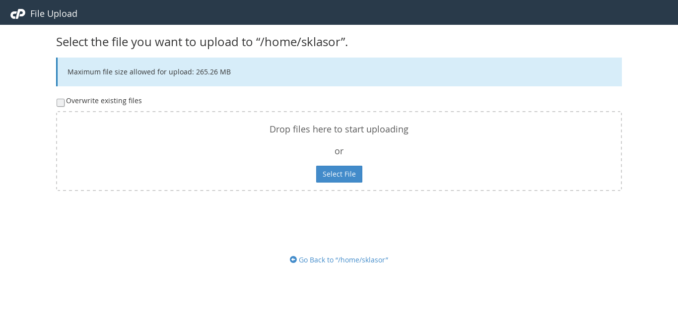 Tampilan File Upload pada cPanel