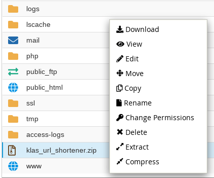 Menu klik kanan pada file zip