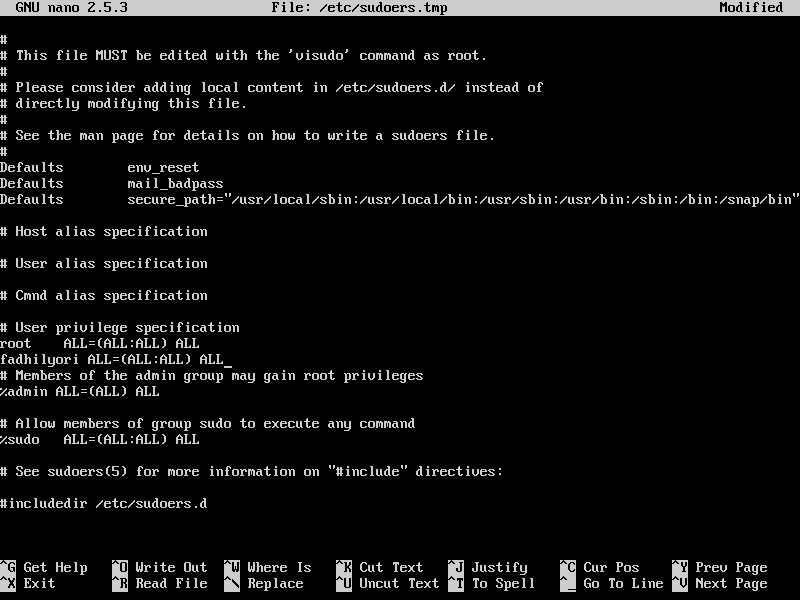 Menambahkan user non-root kedalam grup sudoers
