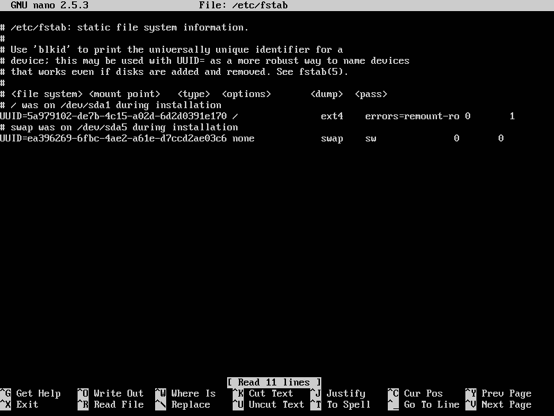 fstab file