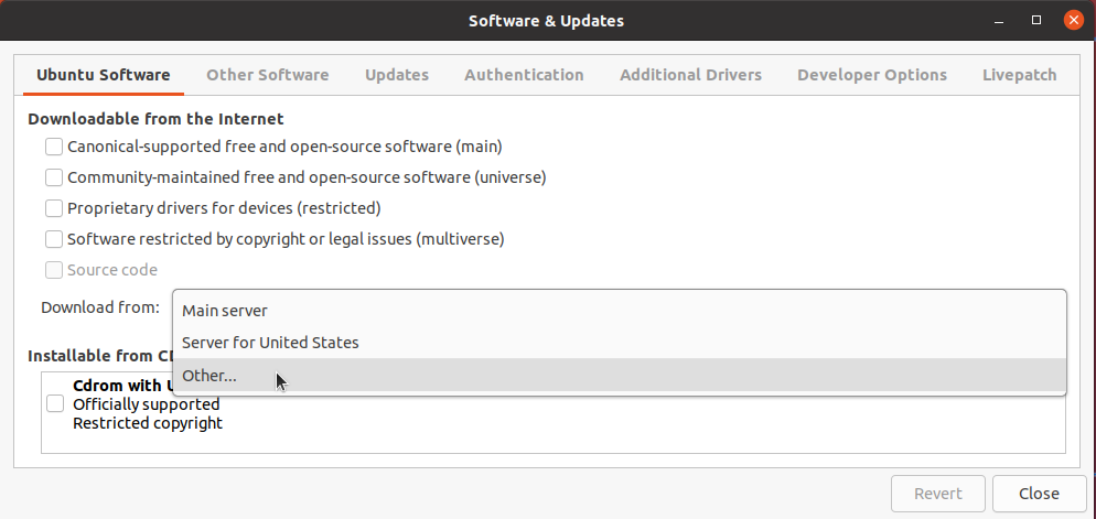 Gambar 1 - Tampilan aplikasi <em>Software & Updates</em>