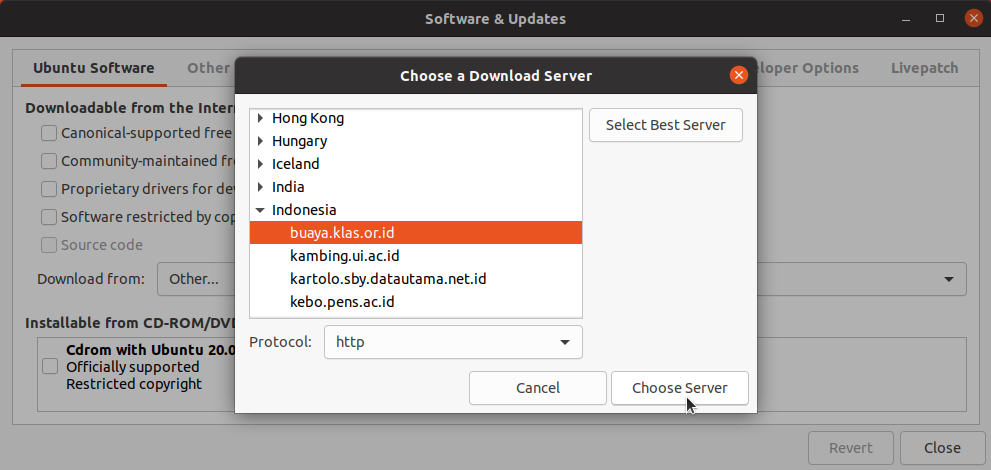 Gambar 2 - Tampilan daftar server