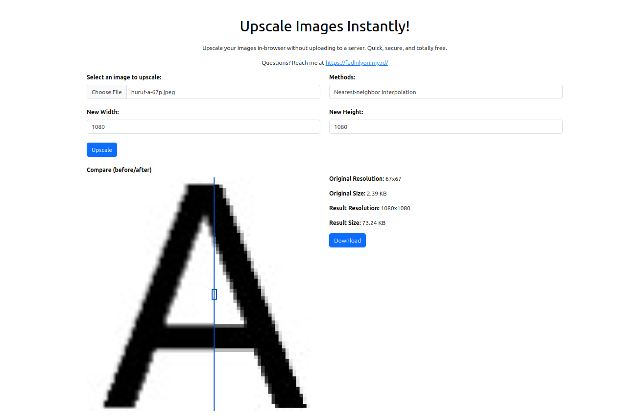 image upscaling preview